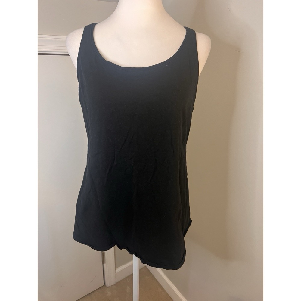 Eileen Fisher‎ Black Cotton Tank Top Medium Round Neck